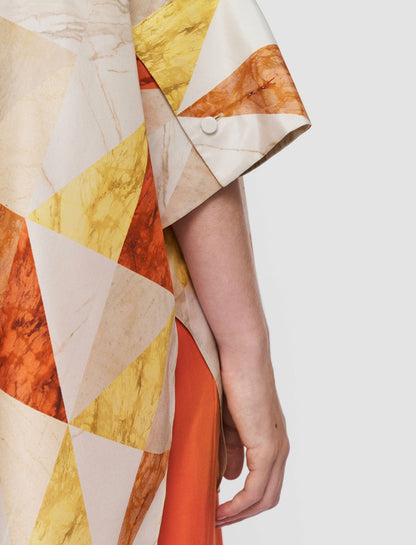 JOSEPH Fashion Women Arcole Marble Print Silk Shirt Sundown Combo