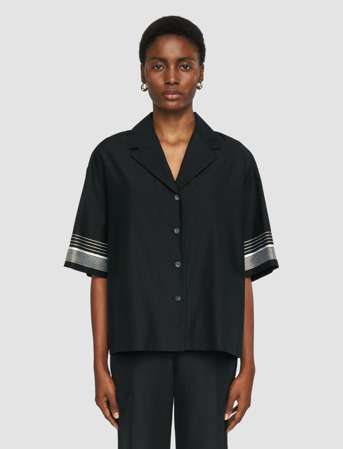 JOSEPH Fashion Women Leopold Cotton Blend Shirt Black