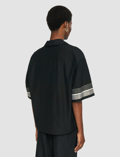 JOSEPH Fashion Women Leopold Cotton Blend Shirt Black