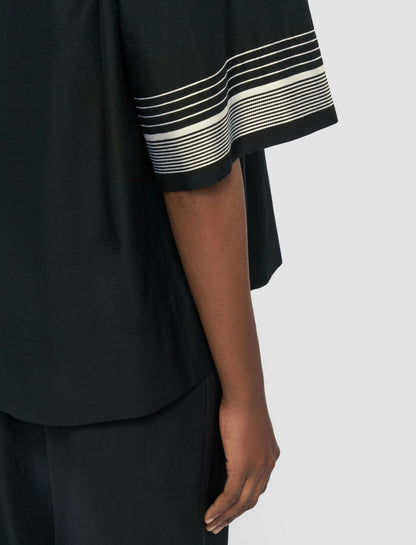 JOSEPH Fashion Women Leopold Cotton Blend Shirt Black