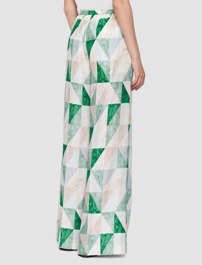 JOSEPH Fashion Women Thoresby Marble Print Silk Trousers Lagoon Combo