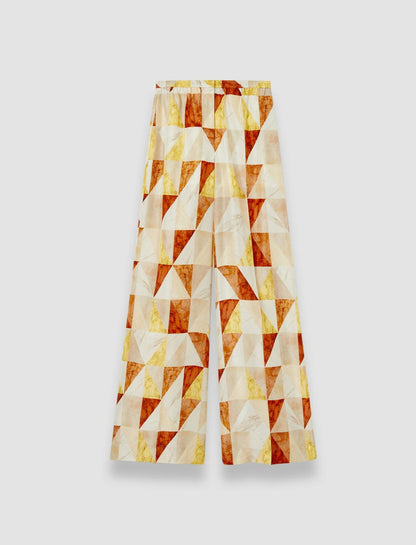 JOSEPH Fashion Women Thoresby Marble Print Silk Trousers Sundown Combo