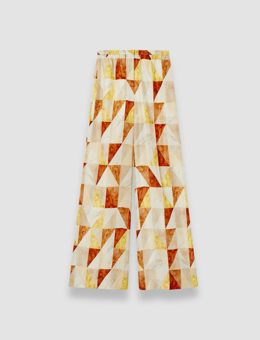 JOSEPH Fashion Women Thoresby Marble Print Silk Trousers Sundown Combo