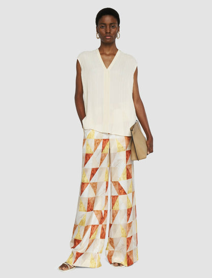 JOSEPH Fashion Women Thoresby Marble Print Silk Trousers Sundown Combo