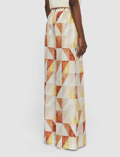 JOSEPH Fashion Women Thoresby Marble Print Silk Trousers Sundown Combo