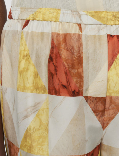 JOSEPH Fashion Women Thoresby Marble Print Silk Trousers Sundown Combo